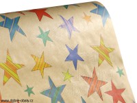 Vánoční kraftový balicí papír 2 m NATURE SPIRIT - Barevné hvězdy