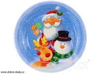 Vánoční papírové talíře 23 cm potištěné MAKI 25351, 8 ks